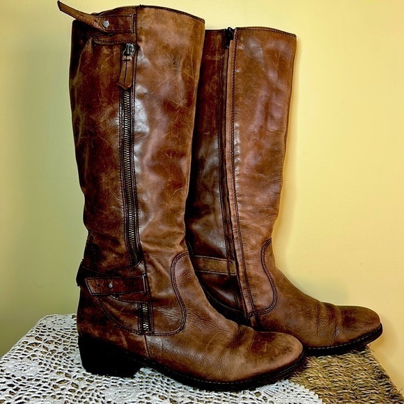 Ladies Brown distressed Boots, 38 - Picture 2 of 8